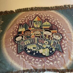 Colorful 'It's a Small World' Tapestry Blanket